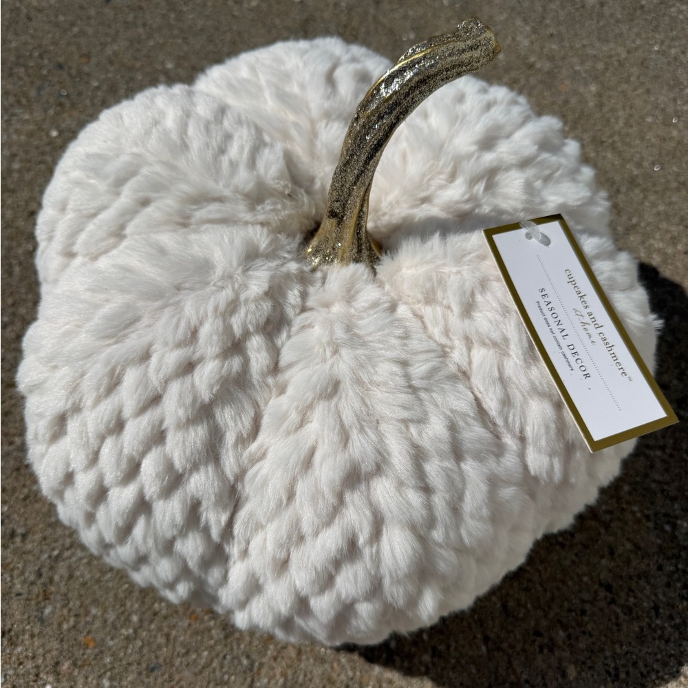 Cupcakes and Cashmere White Plush Pumpkin Decor - NWT